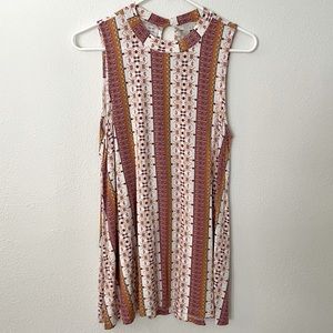 Olive & Oak High Neckline Multicolor Sleeveless Dress